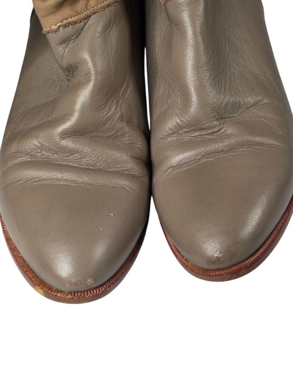 Frye 90s Y2K Slouch Boots Brown Taupe Leather Suede Mid Calf USA Women Size 6 - Picture 3 of 16